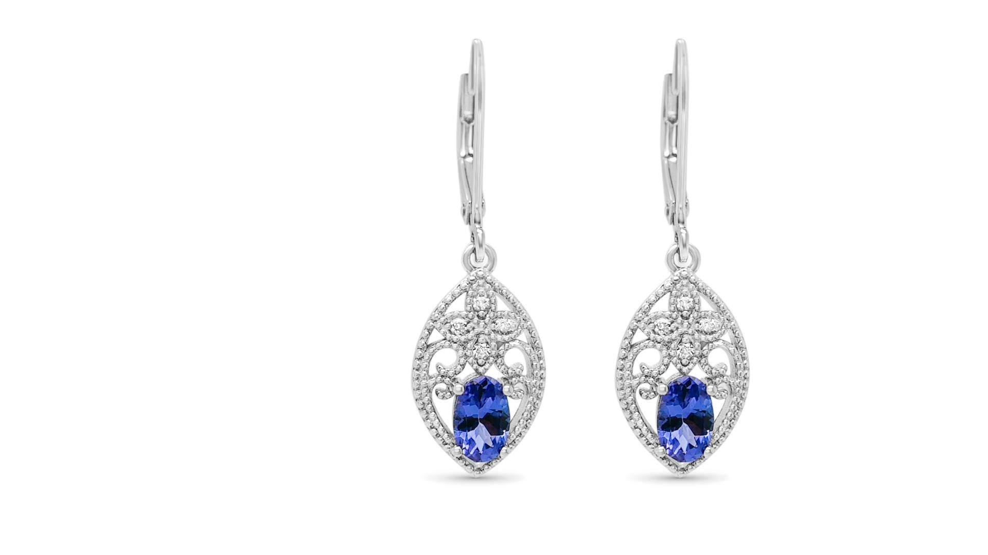 Oval Cut Vintage Tanzanite Earrings, Tanzanite Gemstones Earring, Tanzanite Birthstone For Sale