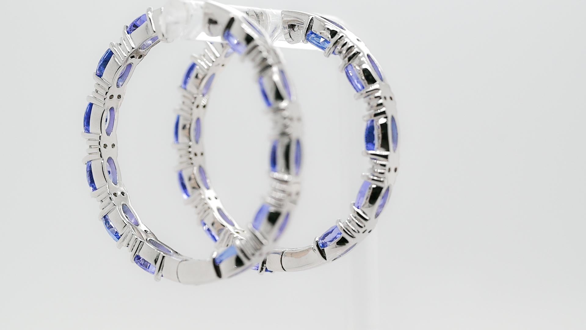 925 Sterling Silver Tanzanite Round Earrings For Women Bridal Earrings Gift Her en vente 2