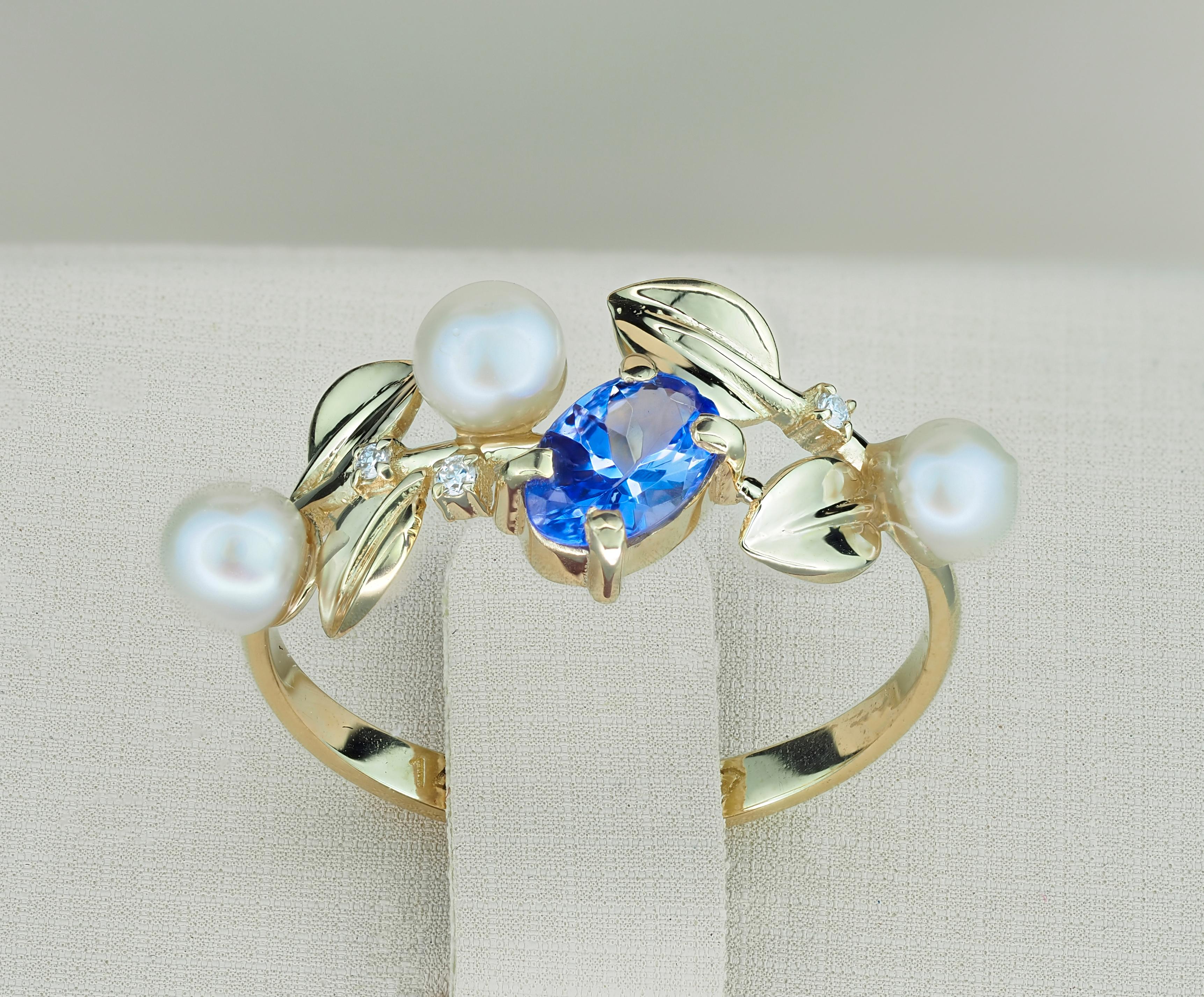 For Sale:  Oval tanzanite 14k gold ring 6