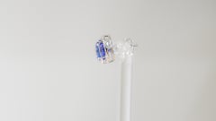 Art Deco Style Tanzanite Stud Earrings with Cz in 925 Sterling Silver Studs