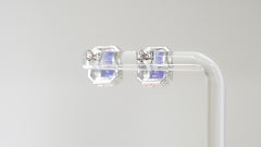 3.34 Carat Tanzanite 925 Sterling Silver Stud Earrings With Cubic Zirconia Studs
