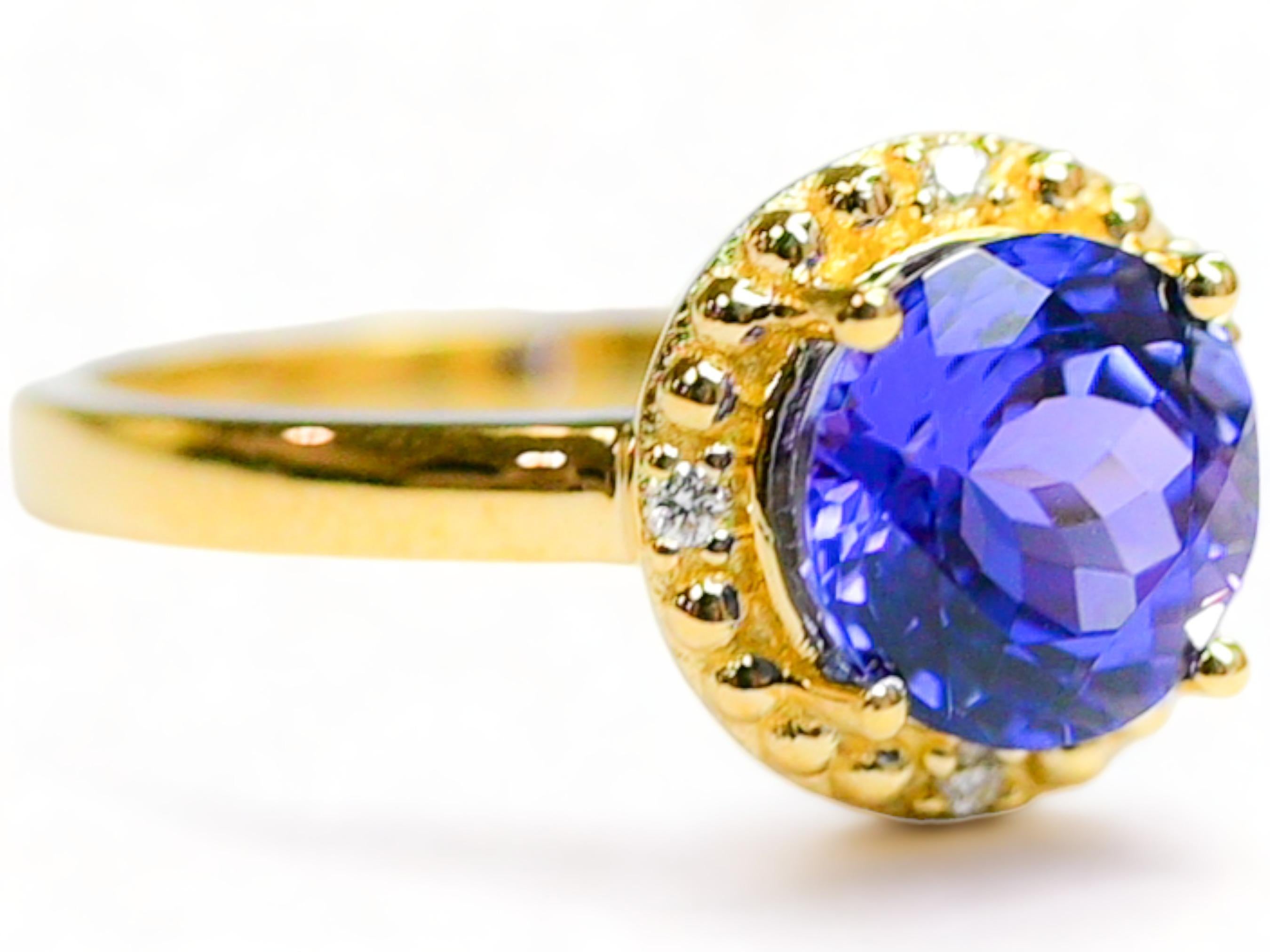 Tanzanite 14k Yellow Gold SI2 Diamond Metal Platted Women's Rings 2.24cts In New Condition For Sale In New York, NY