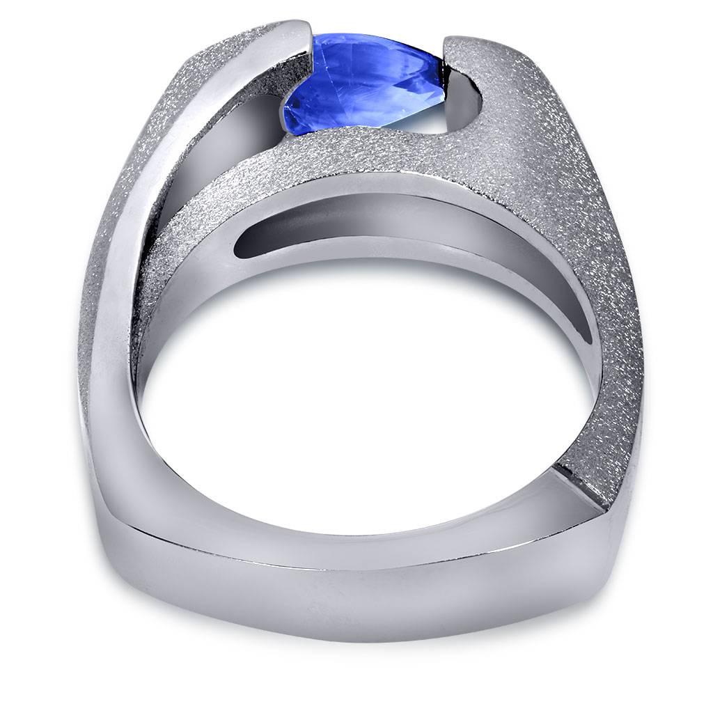 da uomo o donna Anello Cocktail di fidanzamento in oro 18 carati con tanzanite, unico nel suo genere e realizzato a NYC in vendita