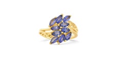 Marquise Cut Tanzanite Fashion Ring In 925 Silver Gold Plated(5x2.5) Bridal Gift