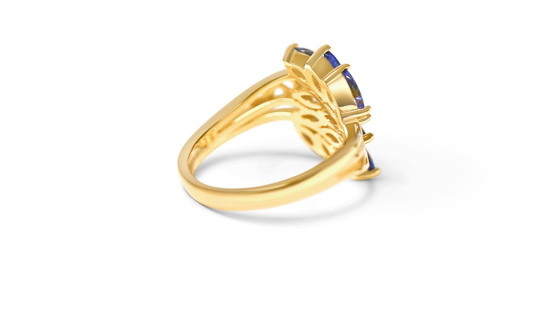 Art Deco Tanzanite 18k Gold Yellow  18 K 1MMROSE METAL PLATED  Women's Rings 3.37 cts For Sale