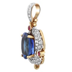 Tansanit 21ctw Rubin 0,45ctw und Diamant 1,36ct Anhänger 18K Gelb & Weißgold