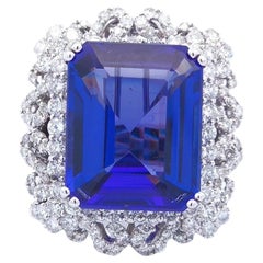 23 Carat Tanzanite Ring in 18K Gold