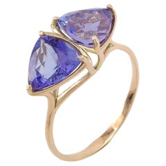 Certified Genuine Tanzanite Ring - 14K Gold Gemstone Ring for Her 
