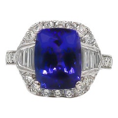 Tanzanite 6.88 Carat and Diamonds 1.20 Carat Ring