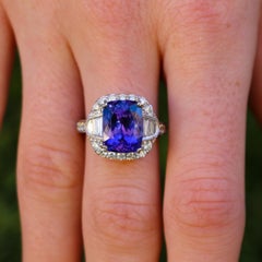 Tanzanite 6.88 Carat and Diamonds 1.20 Carat Ring