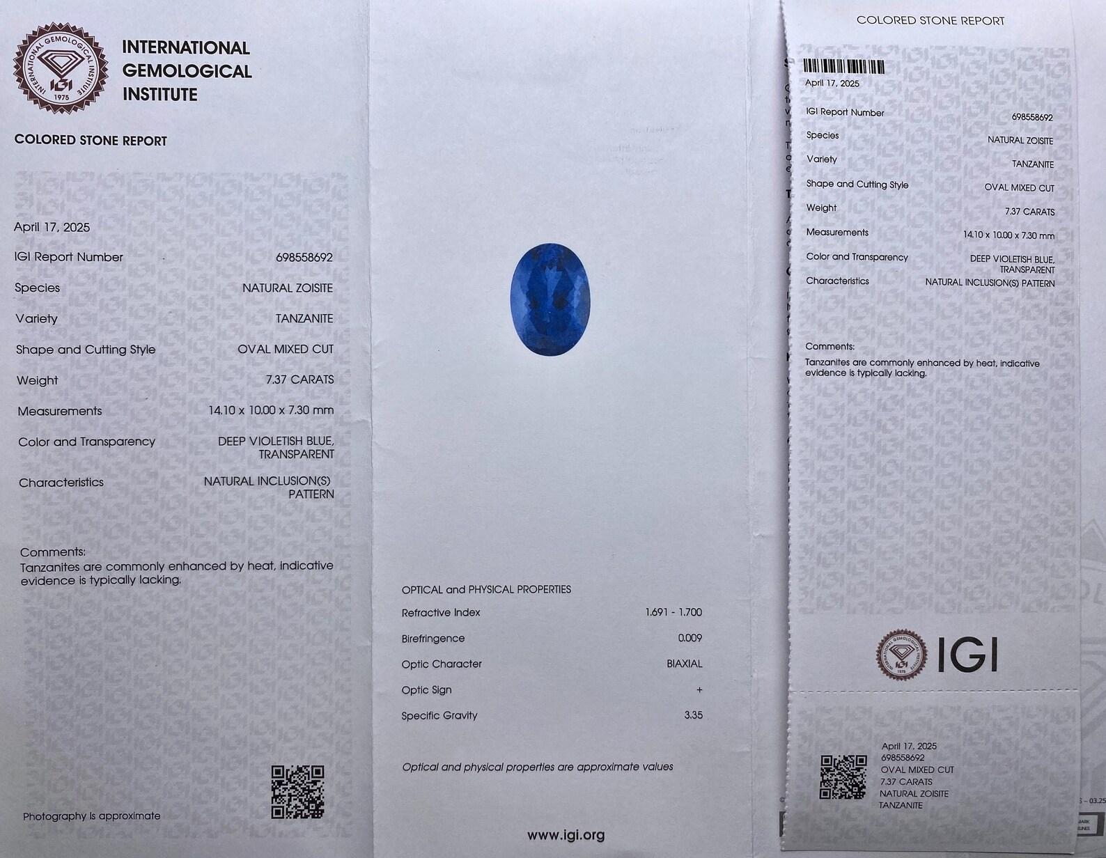 Tansanit 7.37Ct und Diamanten Edelstein Ring, massiv 18 Kt, Weiß- und Gelbgold im Angebot 5