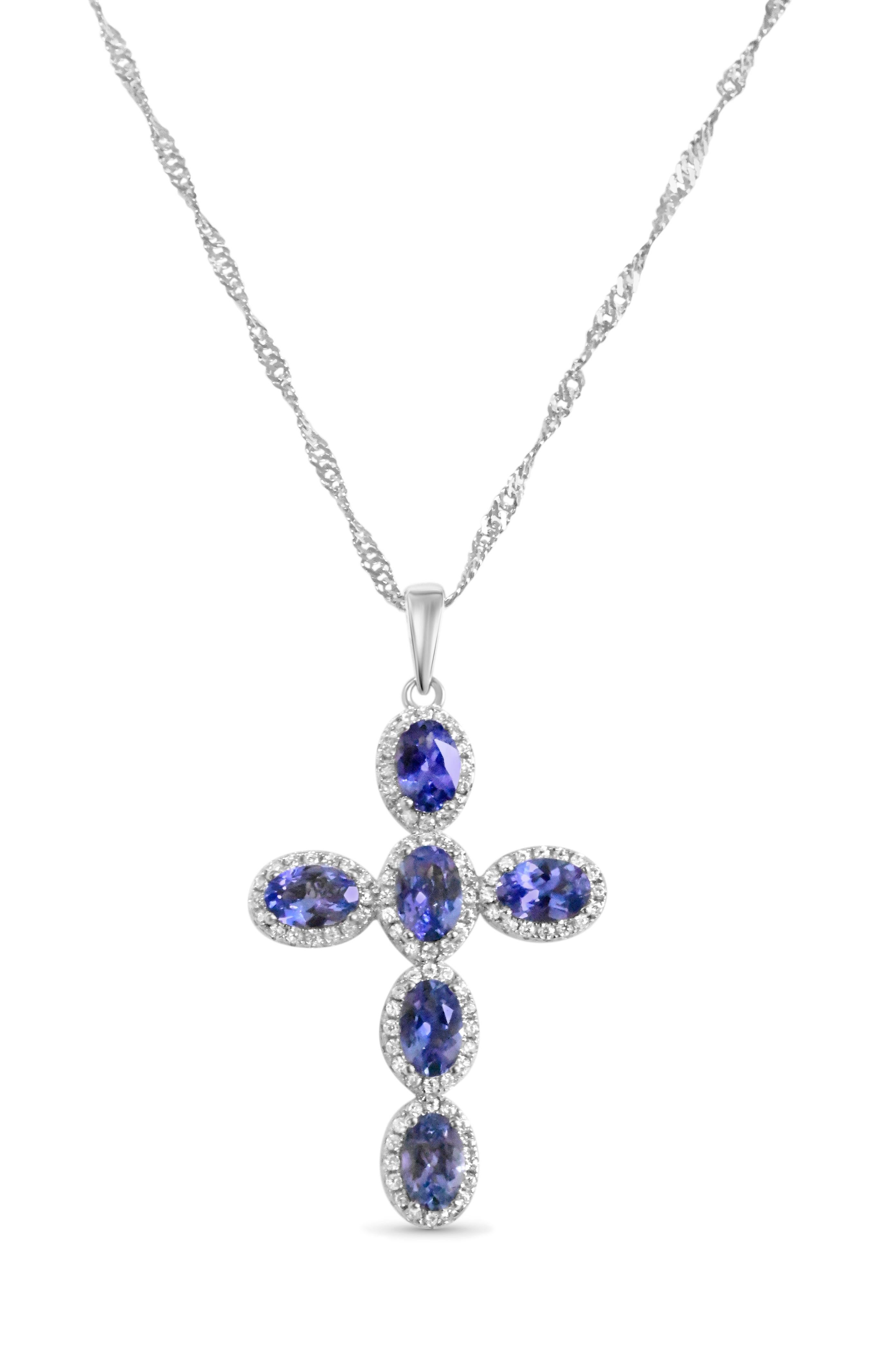 Tanzanite 925 Rhodium  Metal Platted Women's Pendant 2.70cts In New Condition For Sale In New York, NY