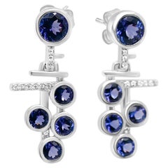 Tanzanite Earrings, Tanzanite Art Deco Earring, Tanzanite Birthstone Earring