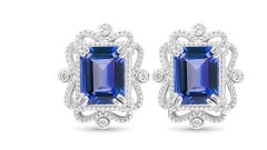 Tanzanite Earrings, Tanzanite vintage Stud Earring, Tanzanite Silver Earring