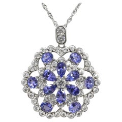 925 Sterling Silver Natural Tanzanite Solitaire Pendant Necklace Fashion Jewelry