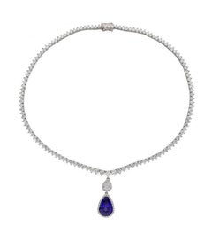 Tanzanite AAA Deluxe 34,44 Carati Collana Tennis Graduata 18 Oro Whiting
