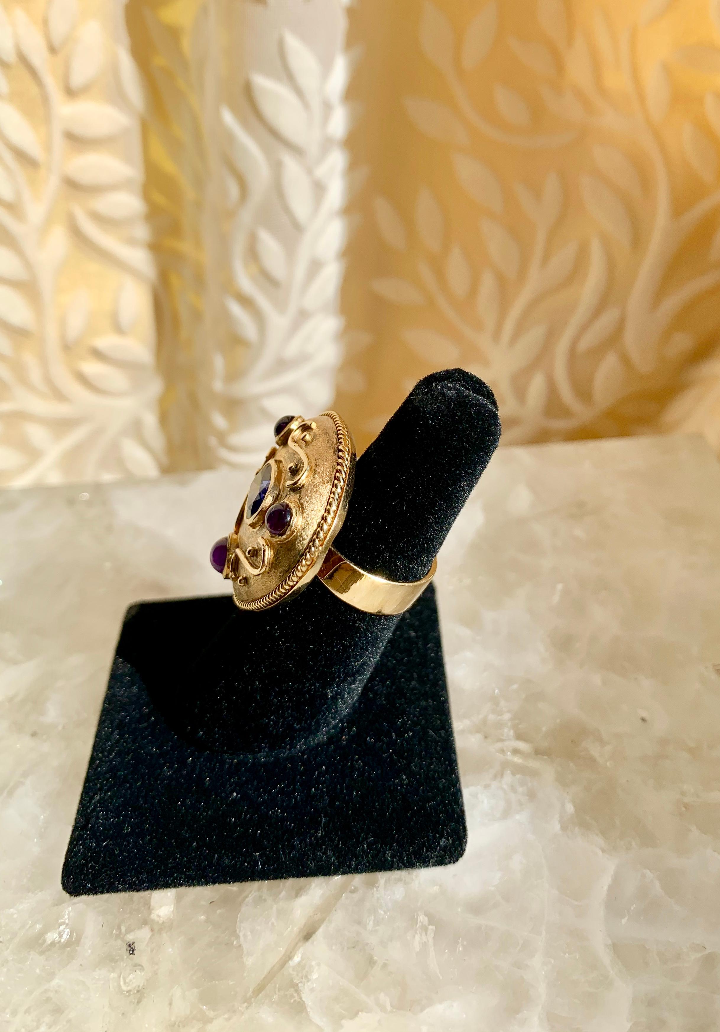 Bold Tanzanite Amethyst Cocktail Ring For Sale 1