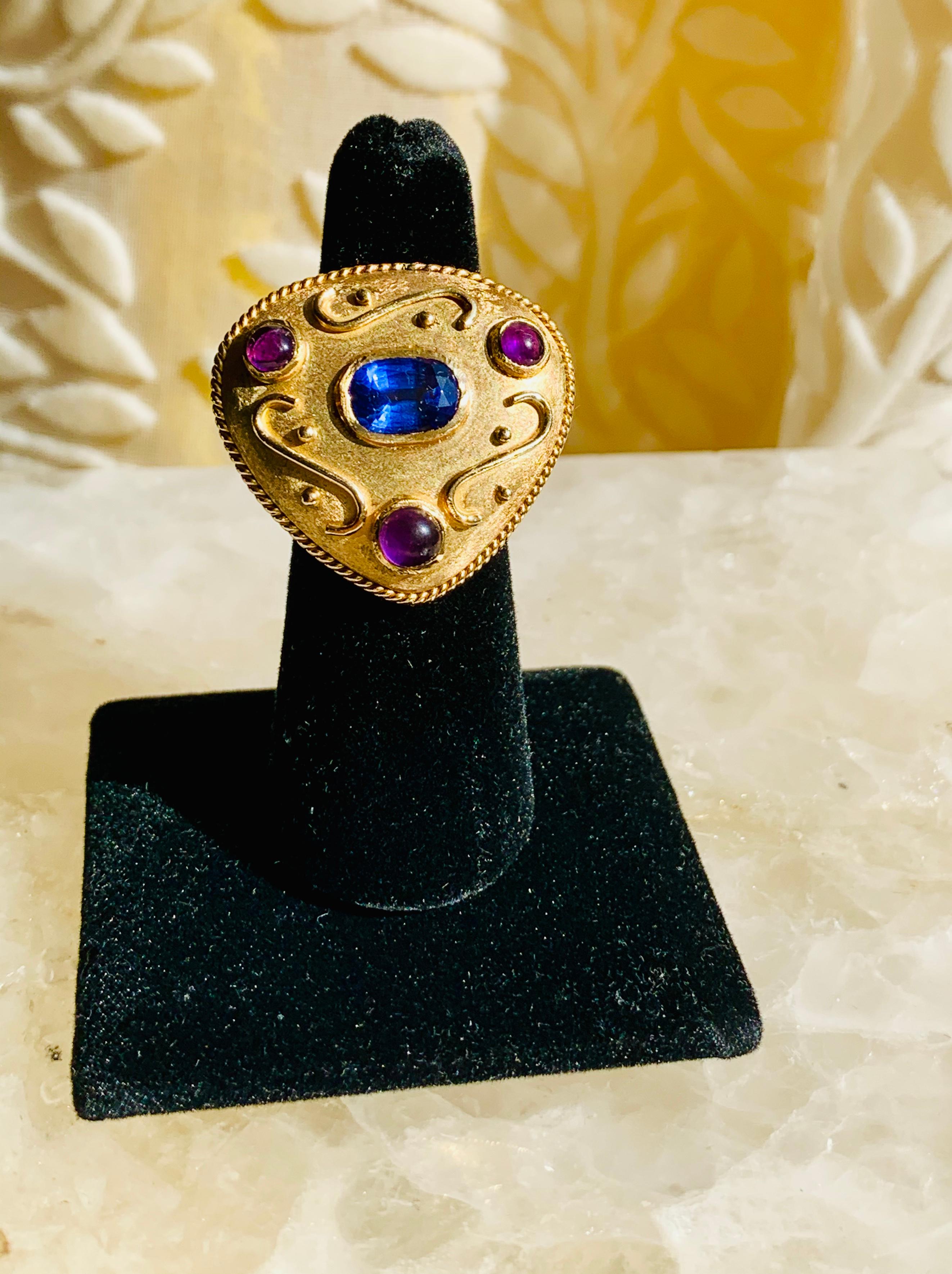 Bold Tanzanite Amethyst Cocktail Ring For Sale 2