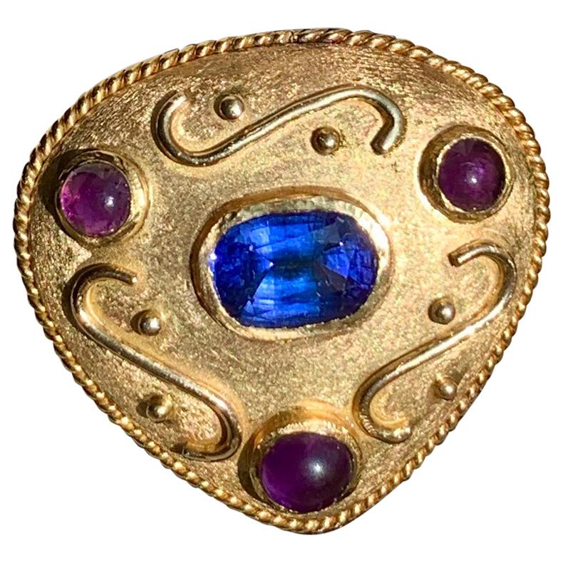 Bold Tanzanite Amethyst Cocktail Ring For Sale