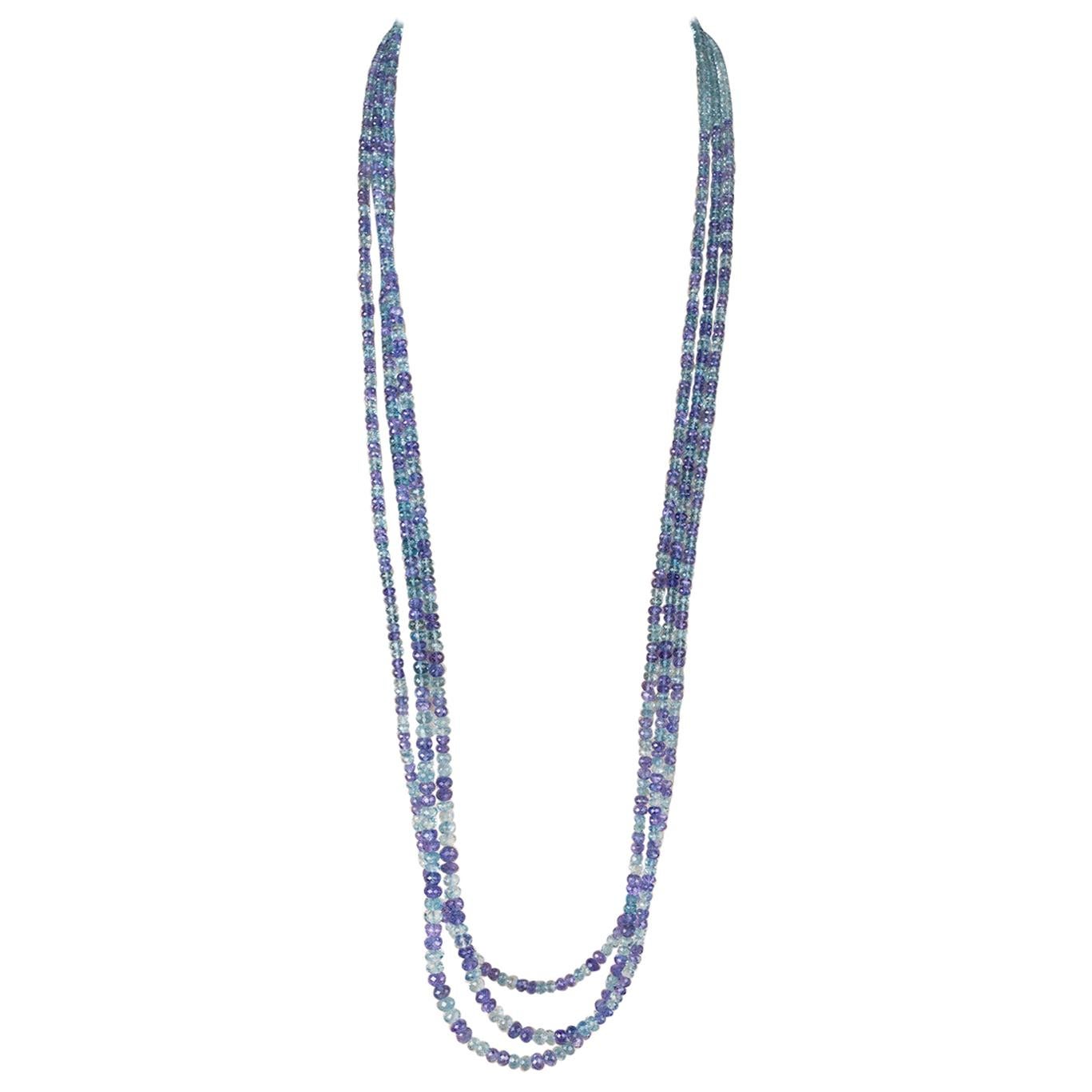 Tanzanite and Aquamarine Necklace For Sale