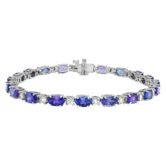 Tanzanite and Diamond 14k White Gold Bracelet
