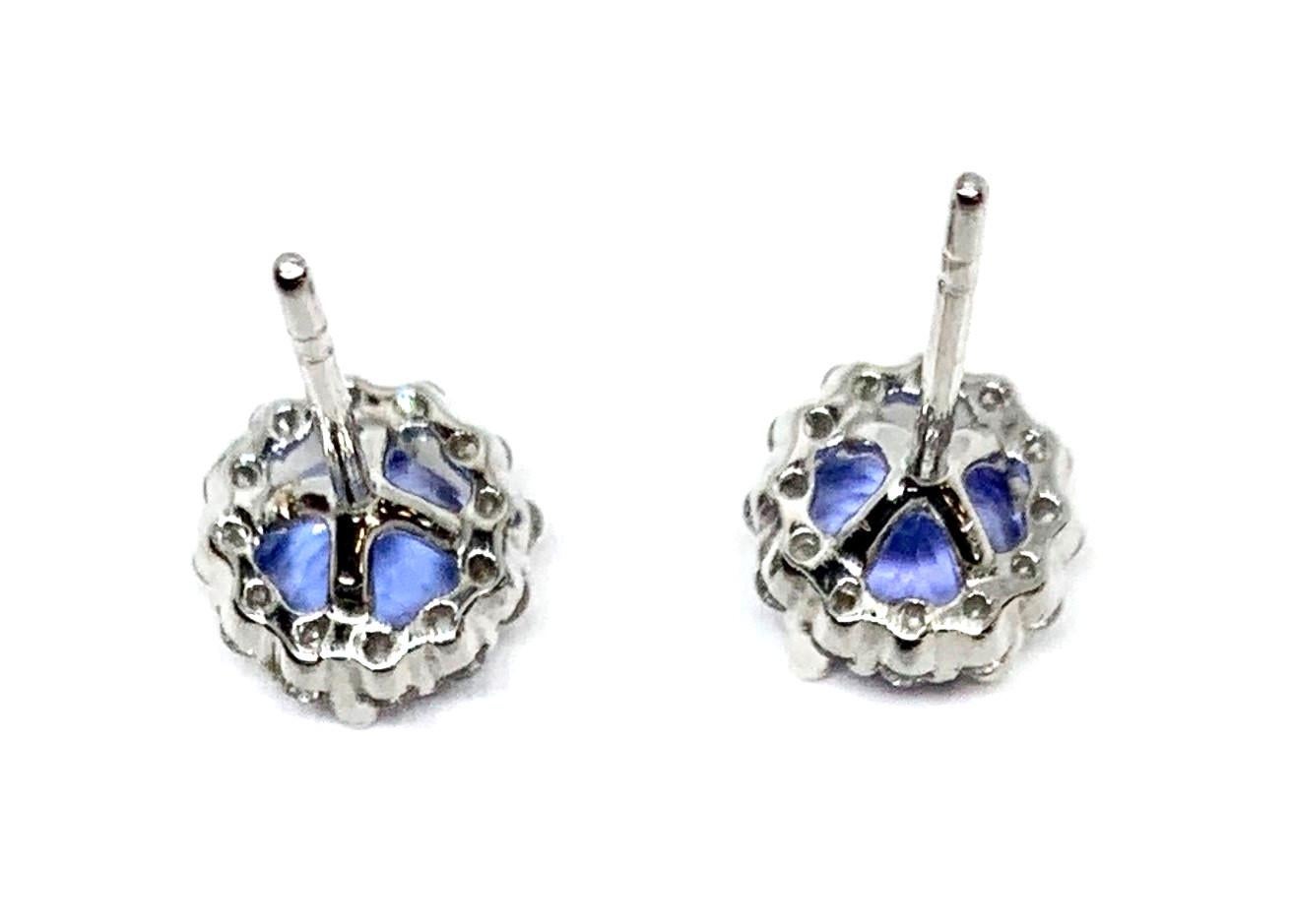 Artisan 1.70 ct. t.w. Round Tanzanite and Diamond Halo 18k White Gold Stud Earrings