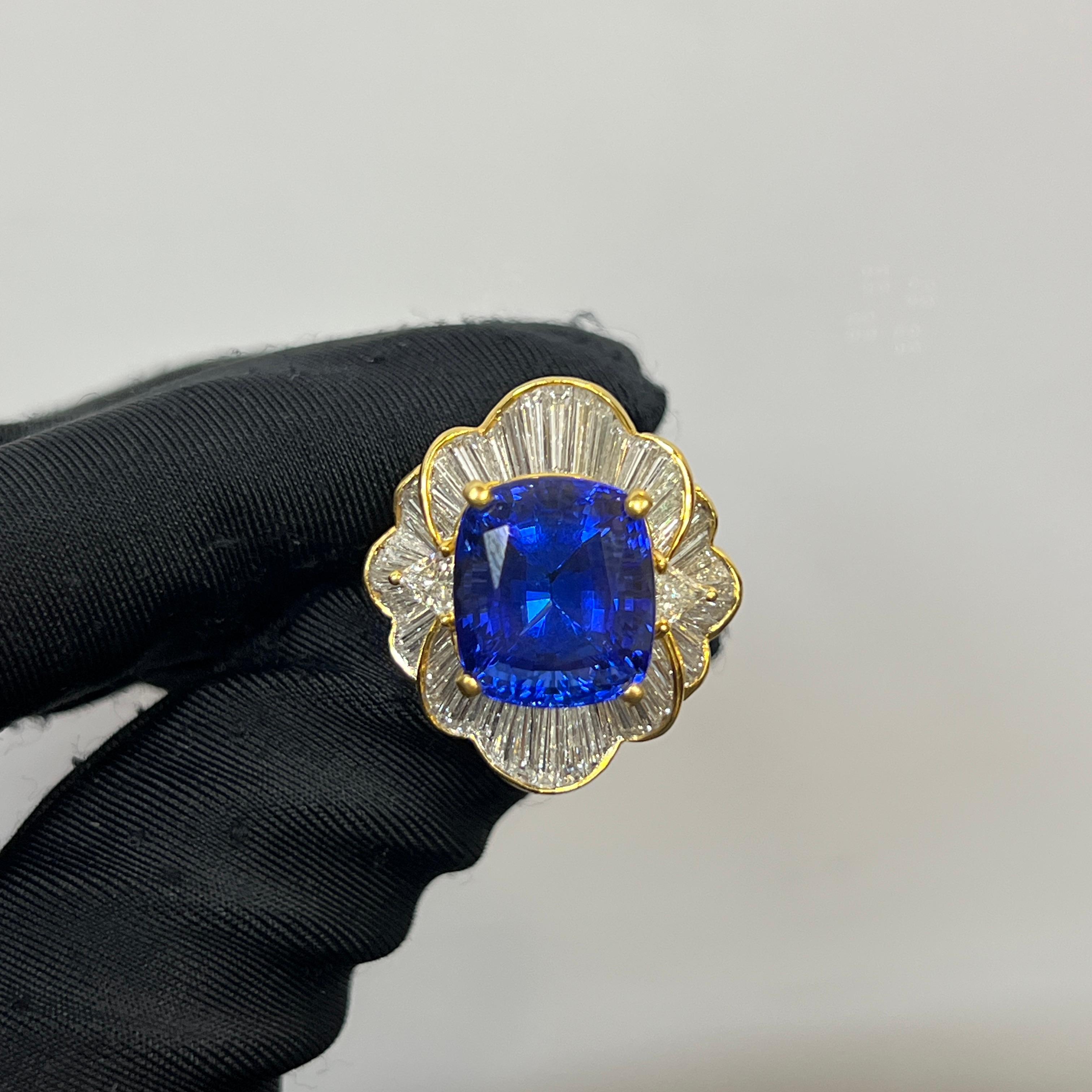 Mixed Cut Tanzanite and Diamond Ballerina Ring For Sale