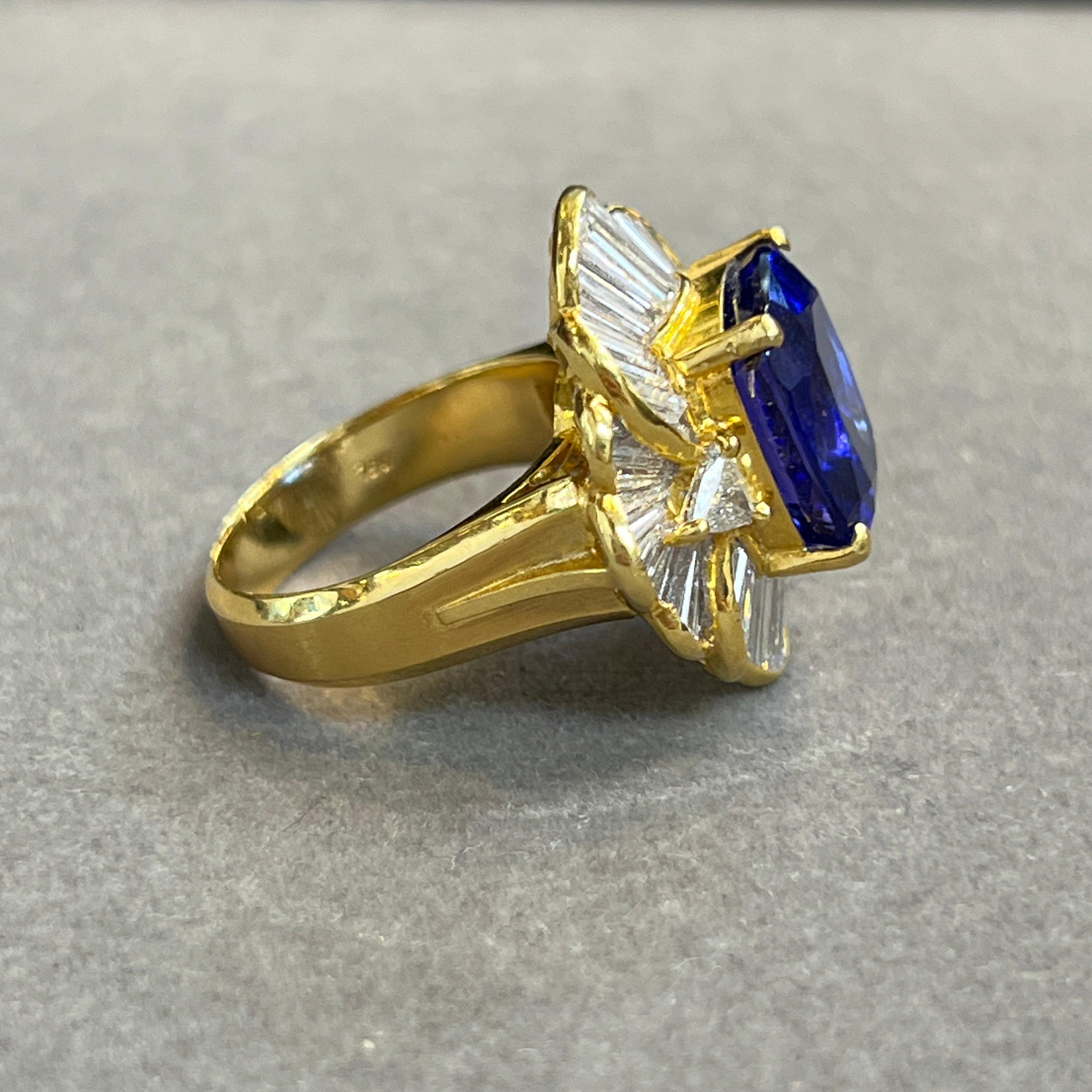 Women's Tanzanite and Diamond Ballerina Ring For Sale