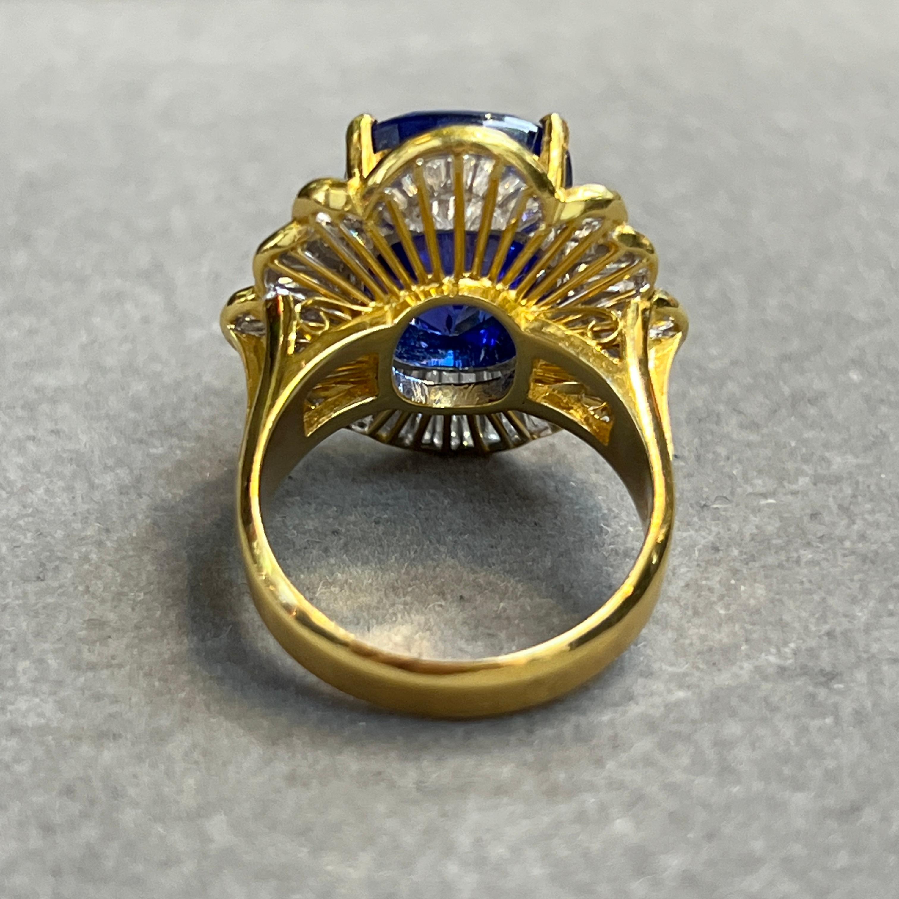 Tanzanite and Diamond Ballerina Ring For Sale 1