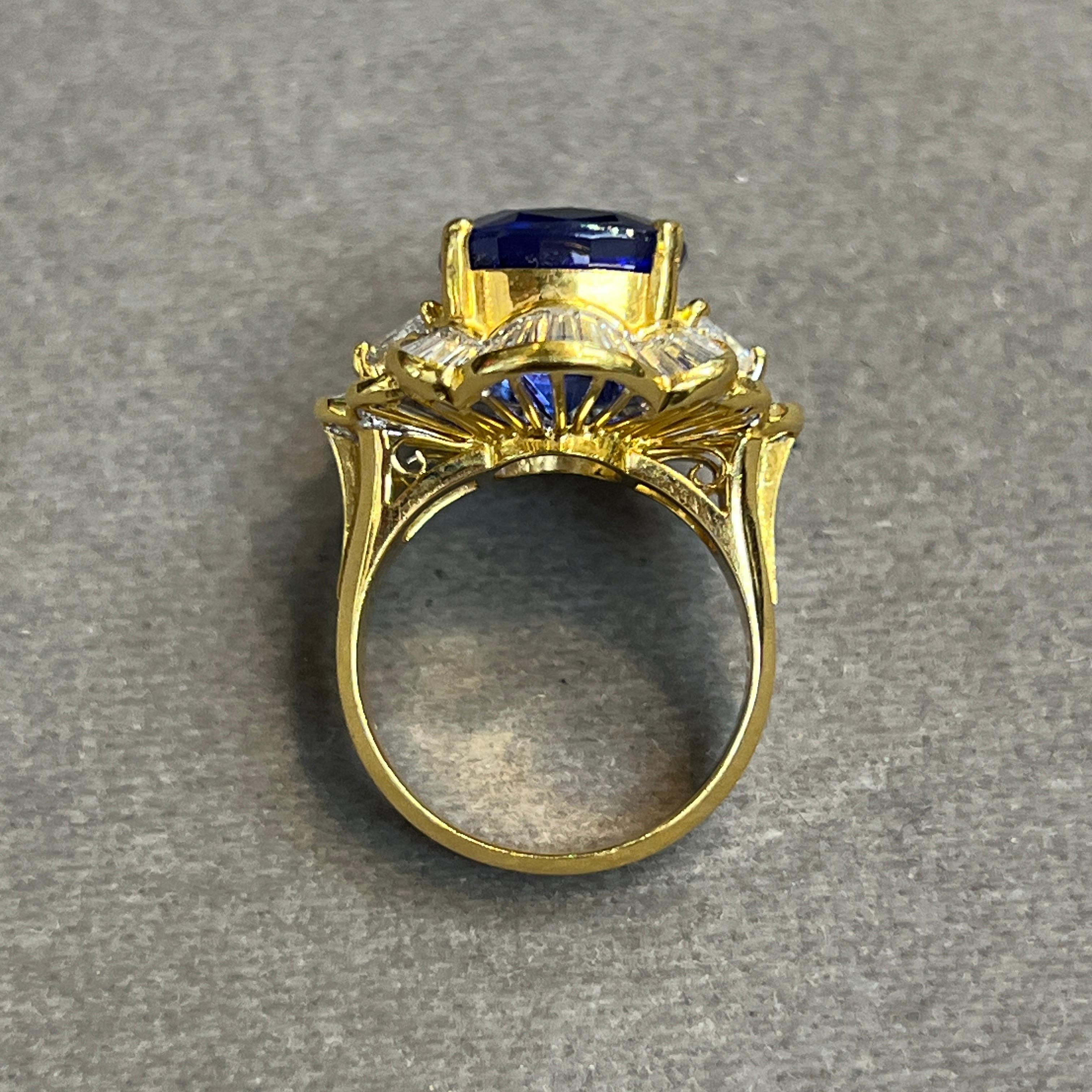 Tanzanite and Diamond Ballerina Ring For Sale 2
