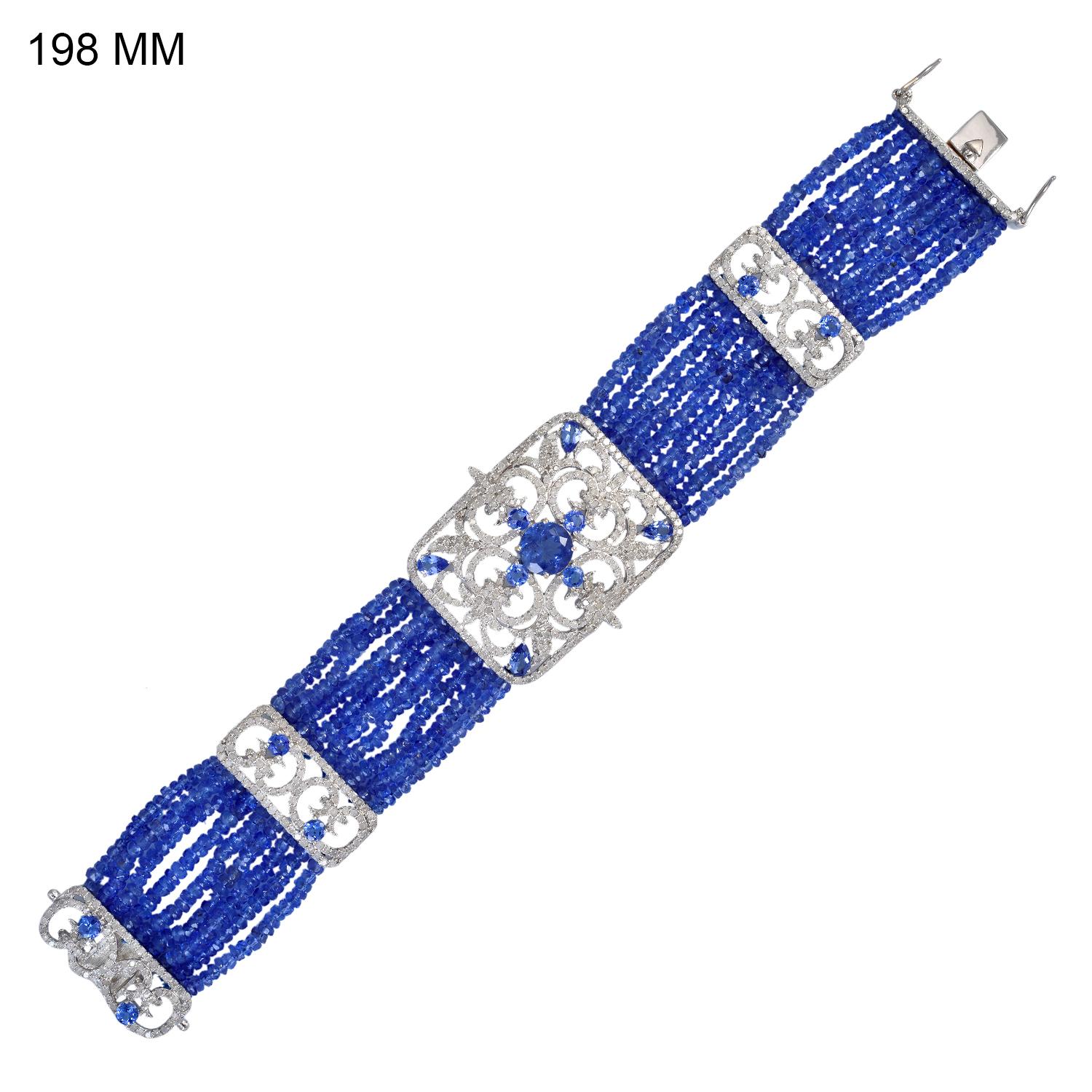 Art Nouveau Tanzanite Tassel Bracelet With Diamonds In 18k Gold  For Sale