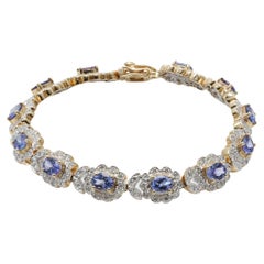 Tanzanite and Diamond Bracelet set in 14k Yellow Gold