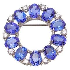 Tanzanite and Diamond Circle Brooch