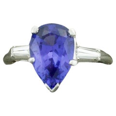 Tanzanite and Diamond Classic Solitaire Ring in Platinum