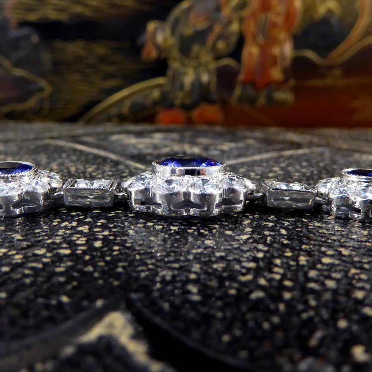 Tanzanite and Diamond Cluster Bracelet in Platinum 2