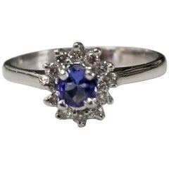 Tanzanite and Diamond Cluster Ring