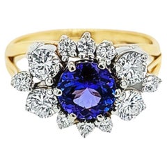 Used Tanzanite and Diamond Cluster Ring