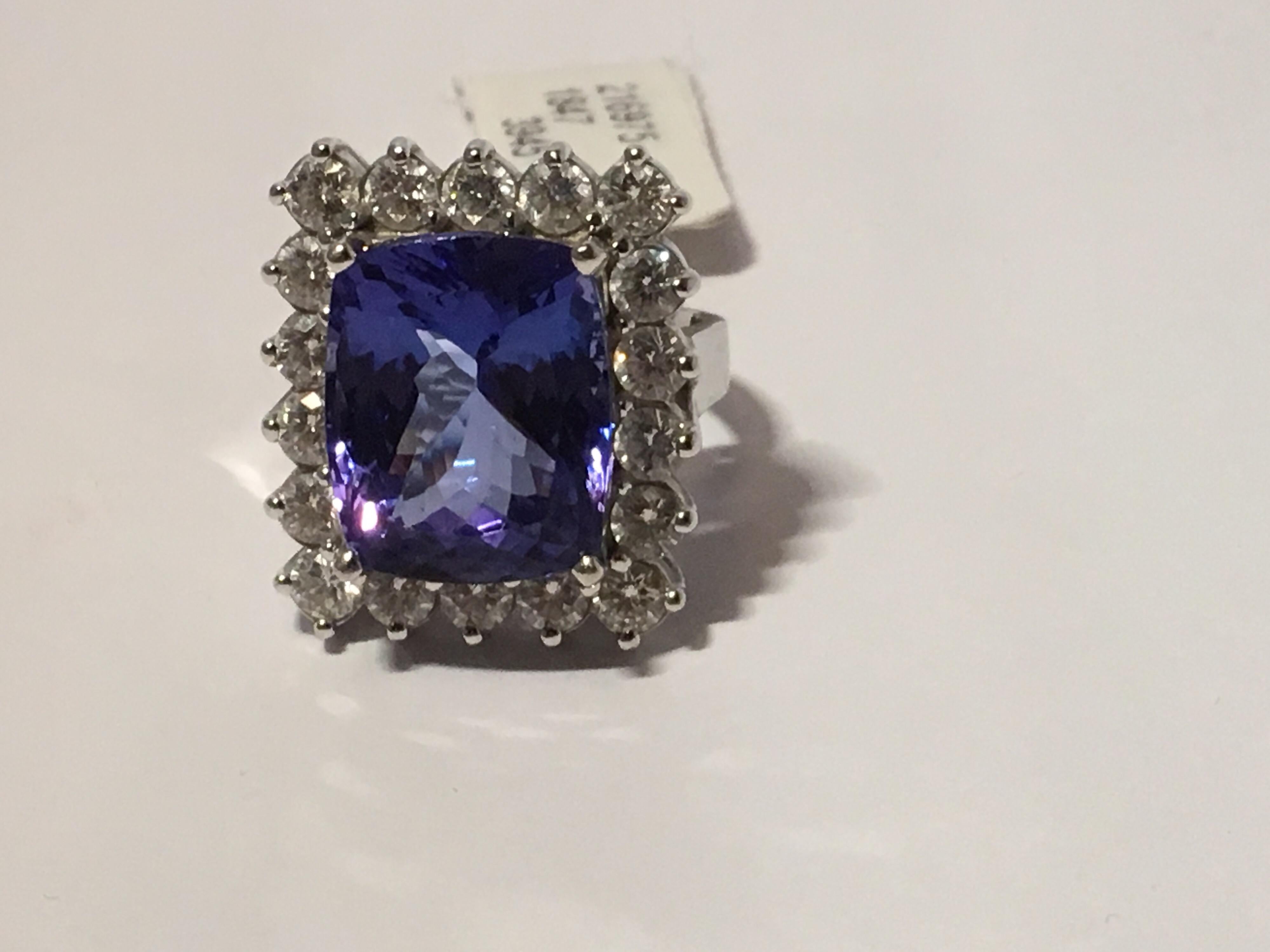 Cushion Cut Tanzanite and Diamond Cocktail Ring Only for Thanksgiving or Black Friday Sale