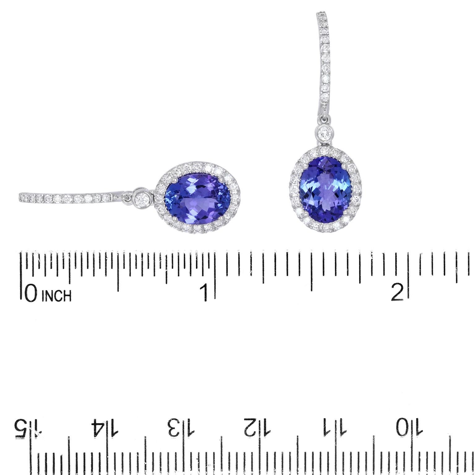 Tanzanite and Diamond Drop Earrings For Sale 1