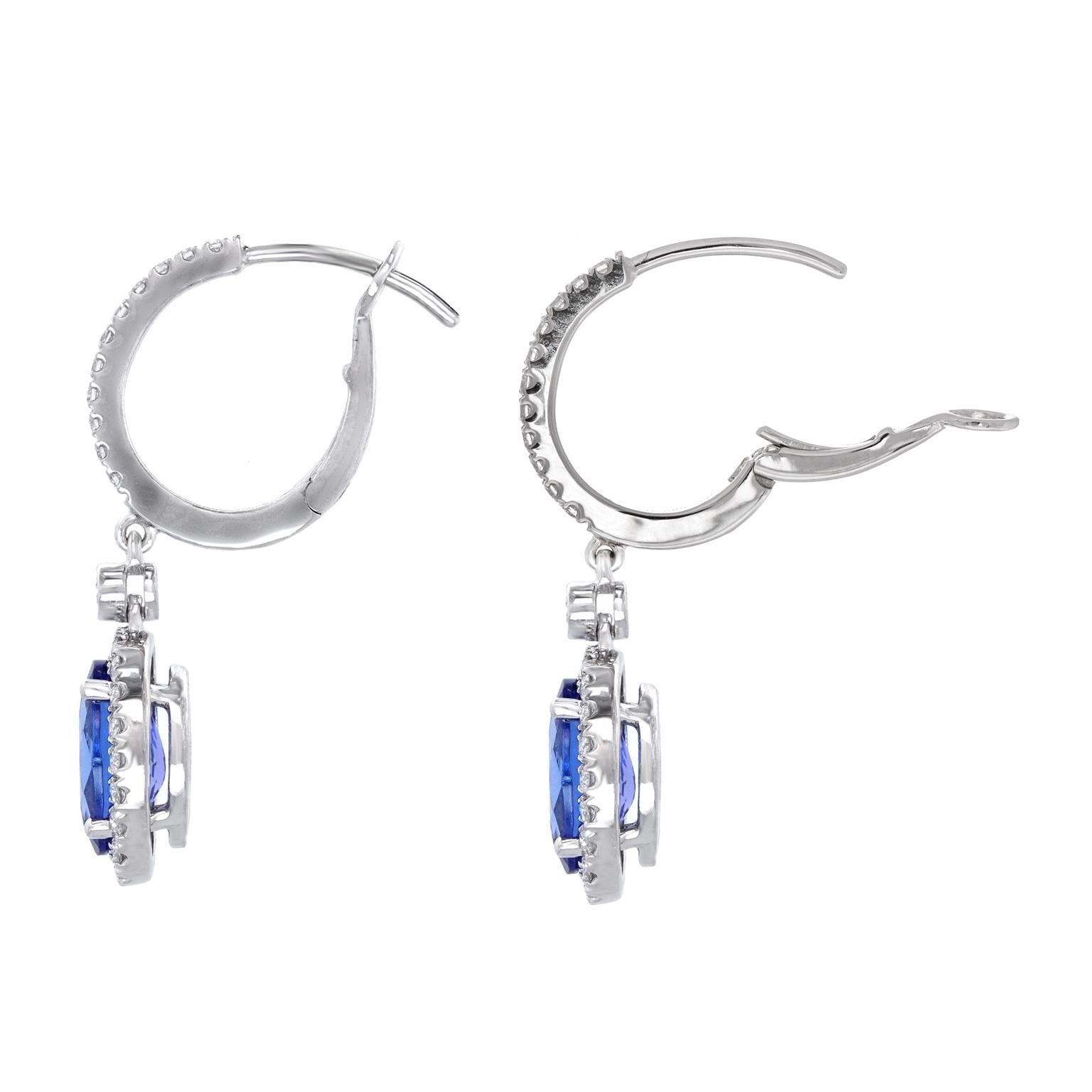 Tanzanite and Diamond Drop Earrings For Sale 2
