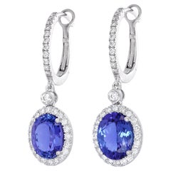 Boucles d'oreilles pendantes en tanzanite et diamant