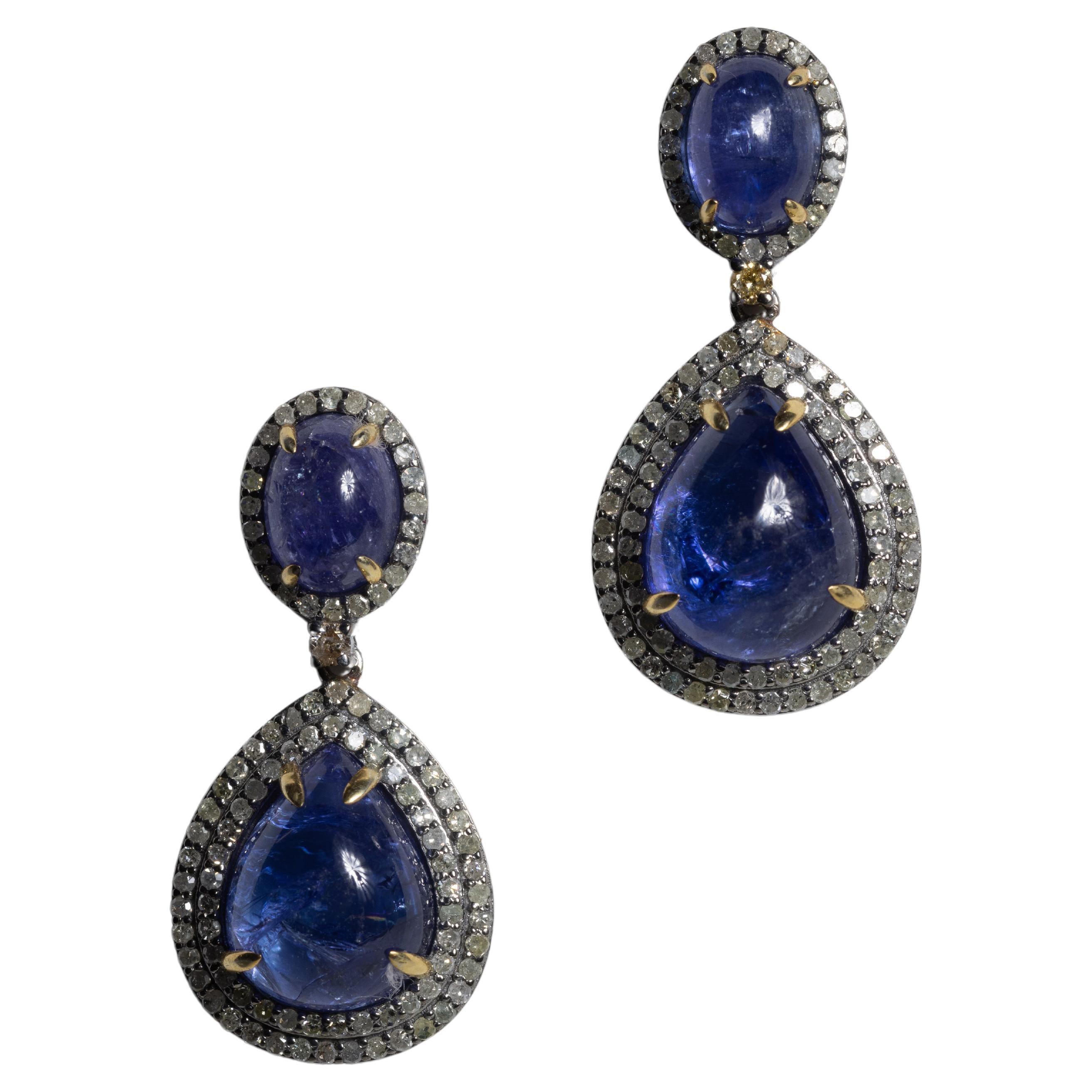 Tanzanite and Diamond Drop Earrings