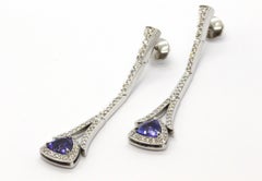 Tanzanite and Diamond Drop 18ct White Gold Earrings