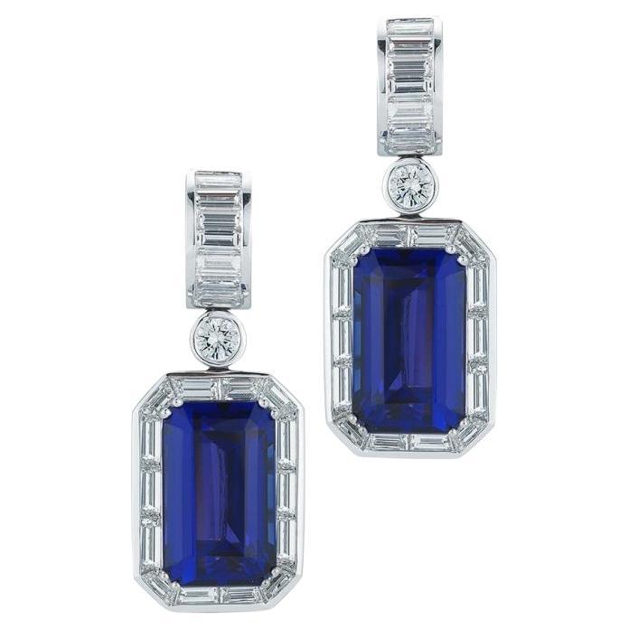 Tanzanite And Diamond Earring For Sale