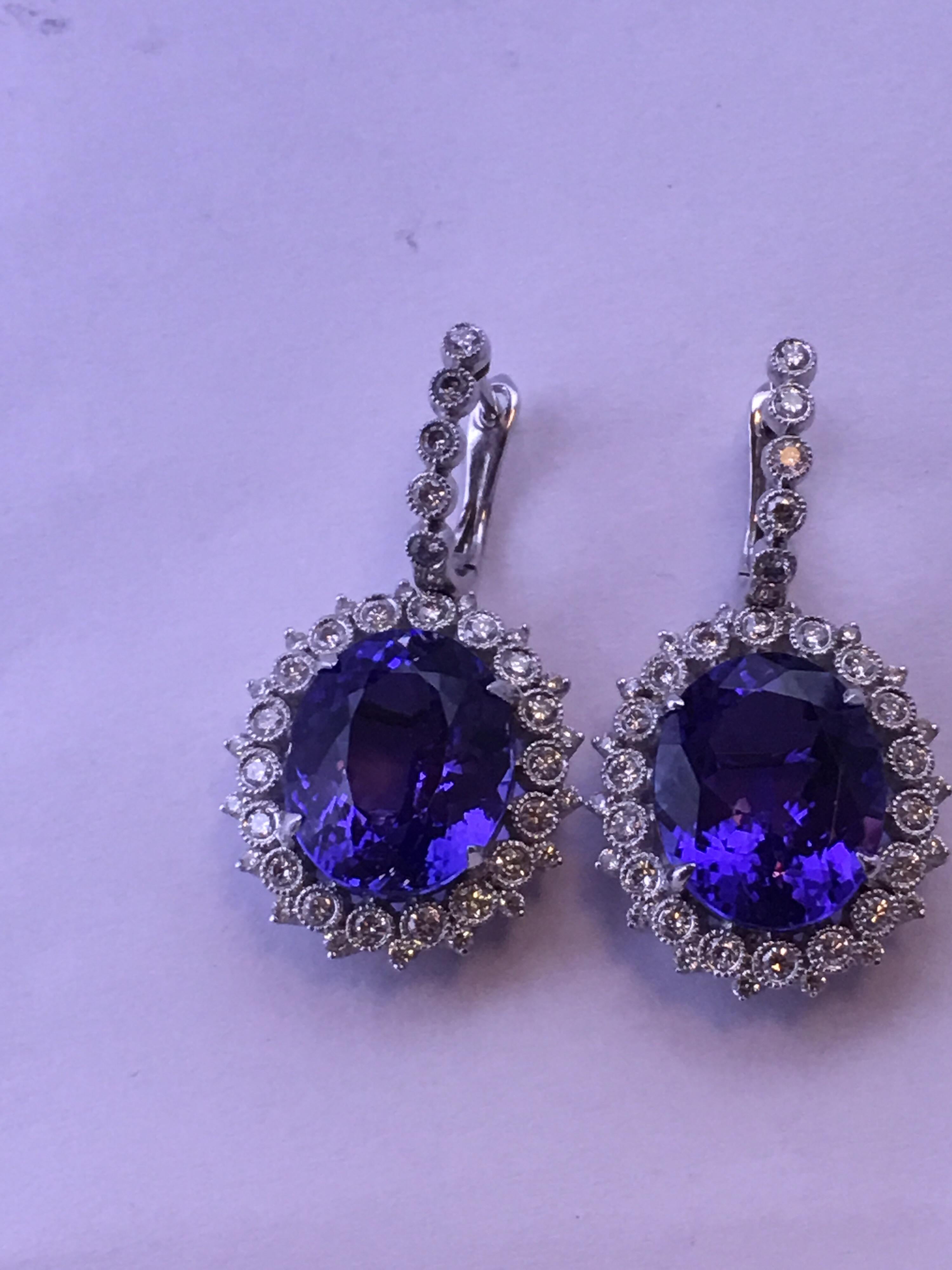 Tanzanite and Diamond Earrings For Sale 5