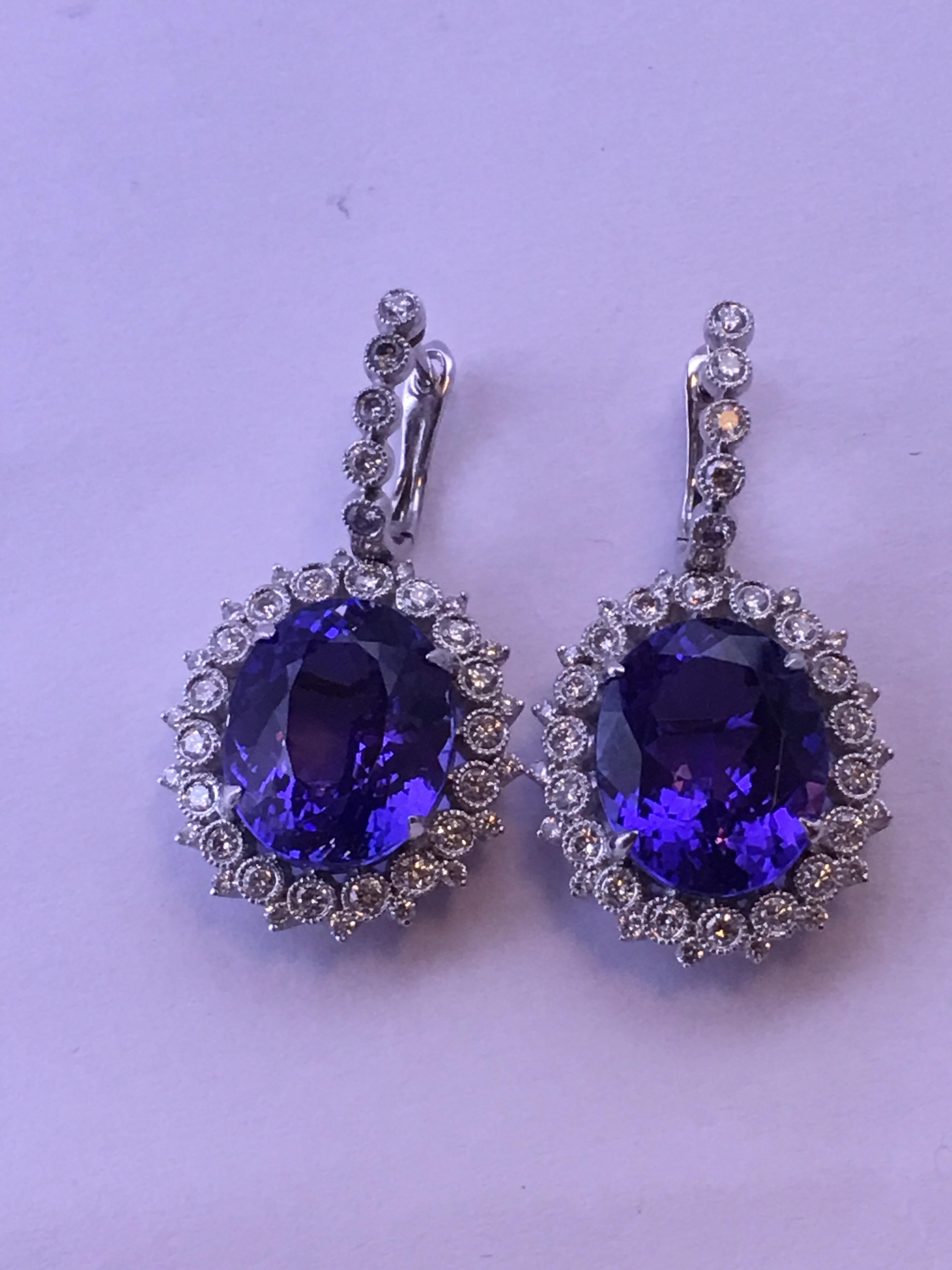 Tanzanite and Diamond Earrings For Sale 6