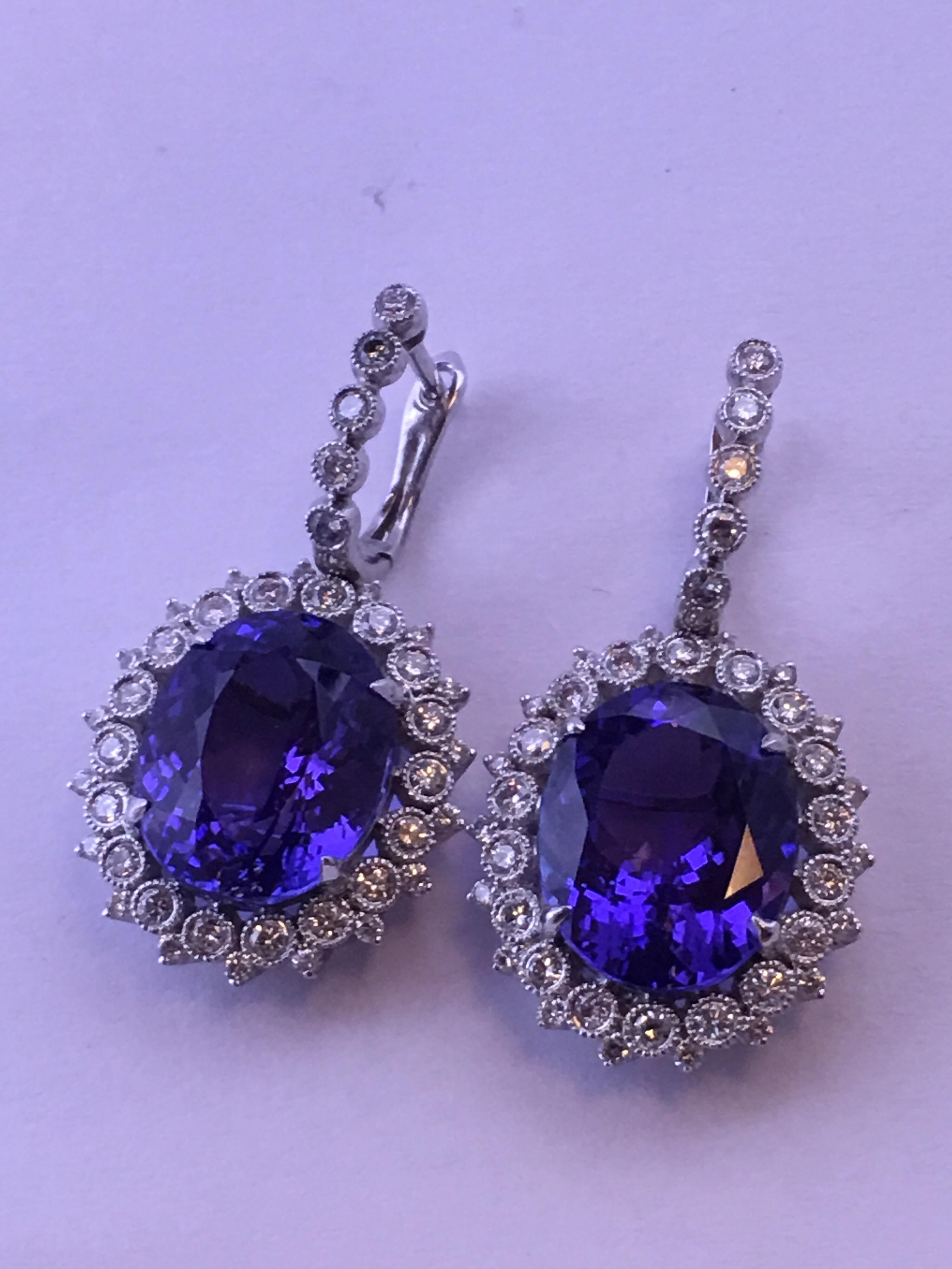 Tanzanite and Diamond Earrings For Sale 7