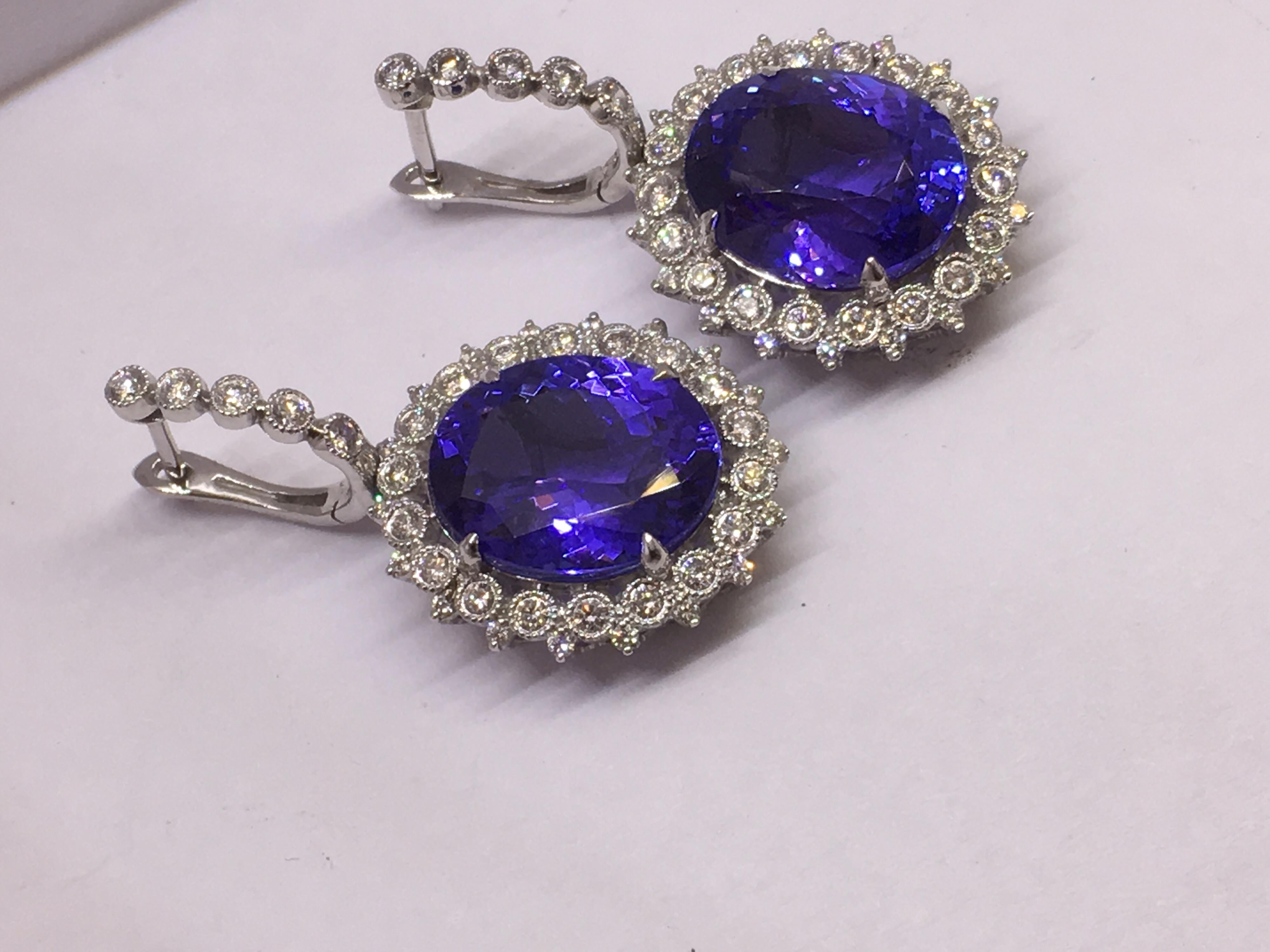 Tanzanite and Diamond Earrings For Sale 10
