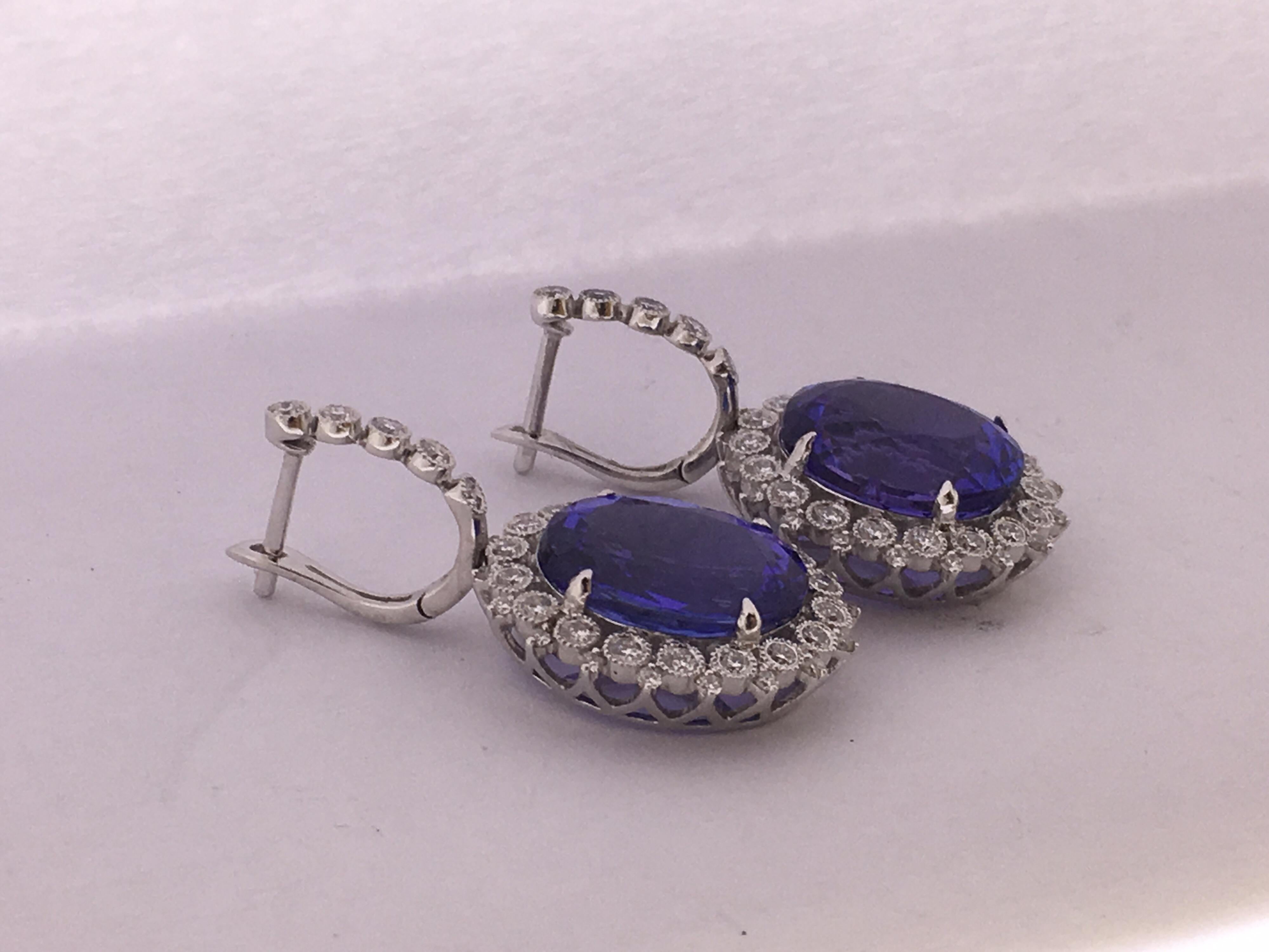 Contemporary Tanzanite and Diamond Earrings For Sale