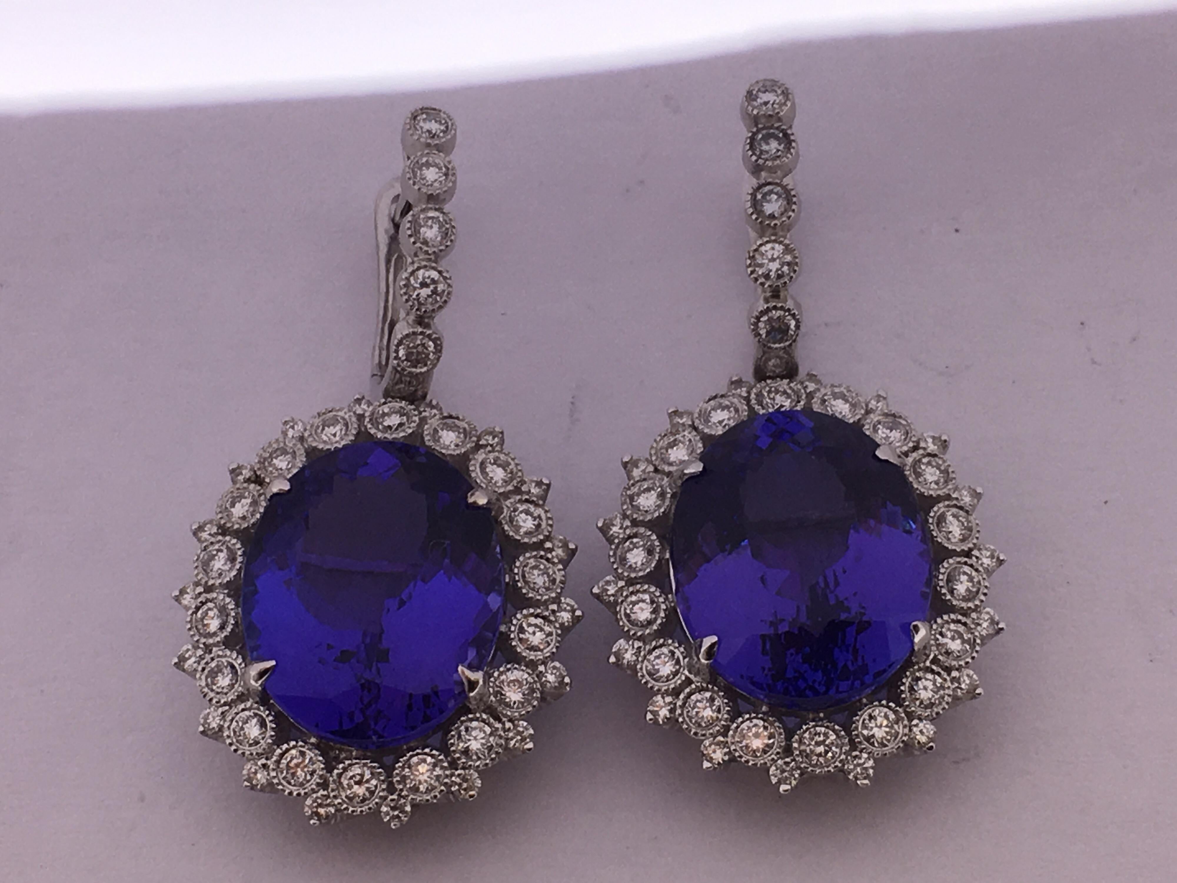 Tanzanite and Diamond Earrings In New Condition For Sale In Trumbull, CT